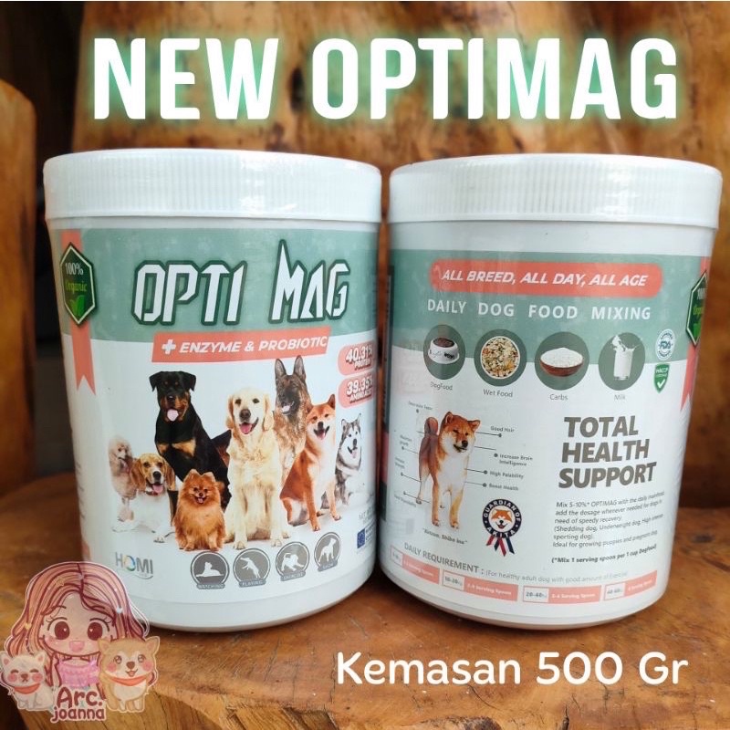 500gram OptiMag Dog Suplemen Protein Insect Powder Opti Mag Suplemen Vitamin Anjing Doggy