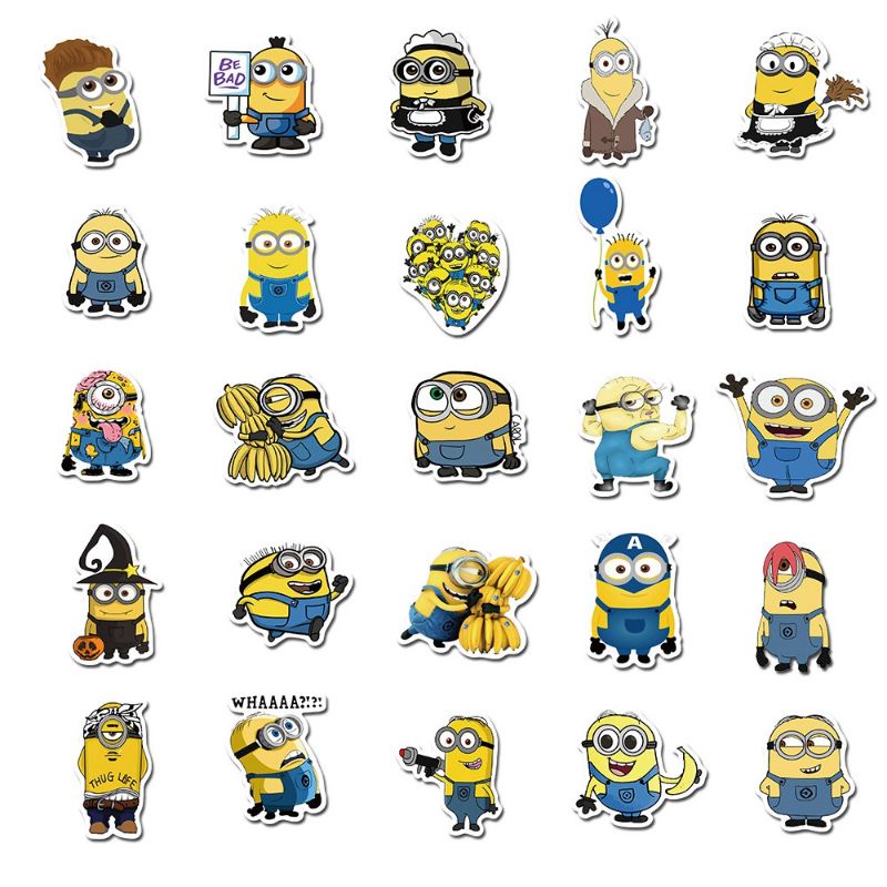 (5 Pcs) Stiker Minion / Stiker Kartun Minion / Stiker Tempel Dinding minion / Stiker / Stiker kartun