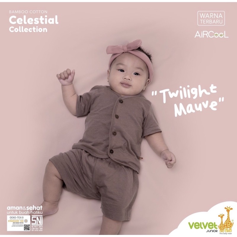 Velvet Junior Celestial Collections Earth color / Stelan Piyama kancing Tengah Nb-SML