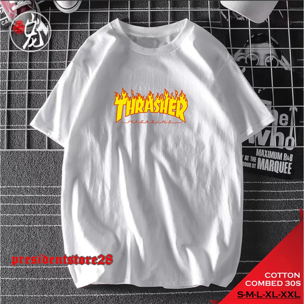 KAOS TSHIRT DISTRO THRASHER / KAOS THRASHER FLAME PREMIUM / KAOS THRASHER PRIA WANITA