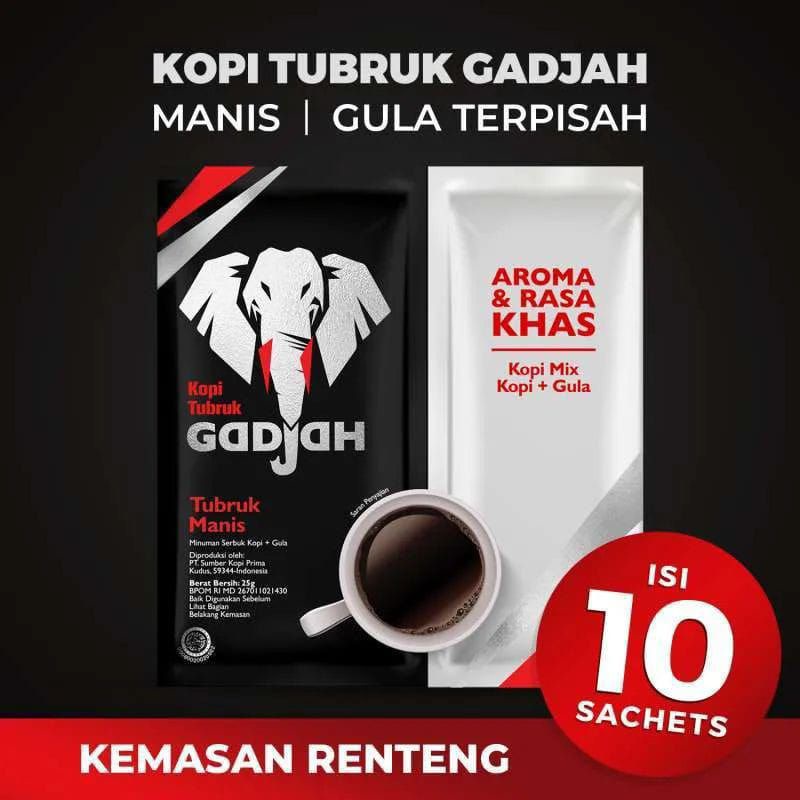 

Kopi Tubruk Gajah Tubruk Manis 240gr ( Isi 10 Pcs)