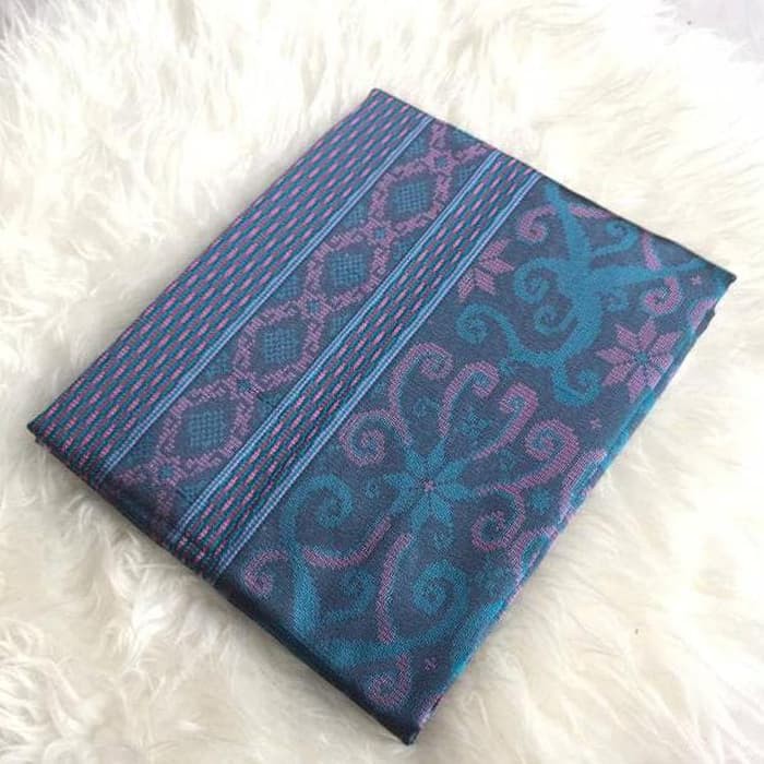Tenun Songket Baron 2 Dimensi 2 Warna Biru Muda mix Pink Muda Keunguan