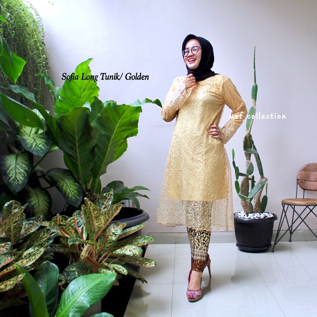 new sofia long tunik pearl/baju kurung/baju kondangan