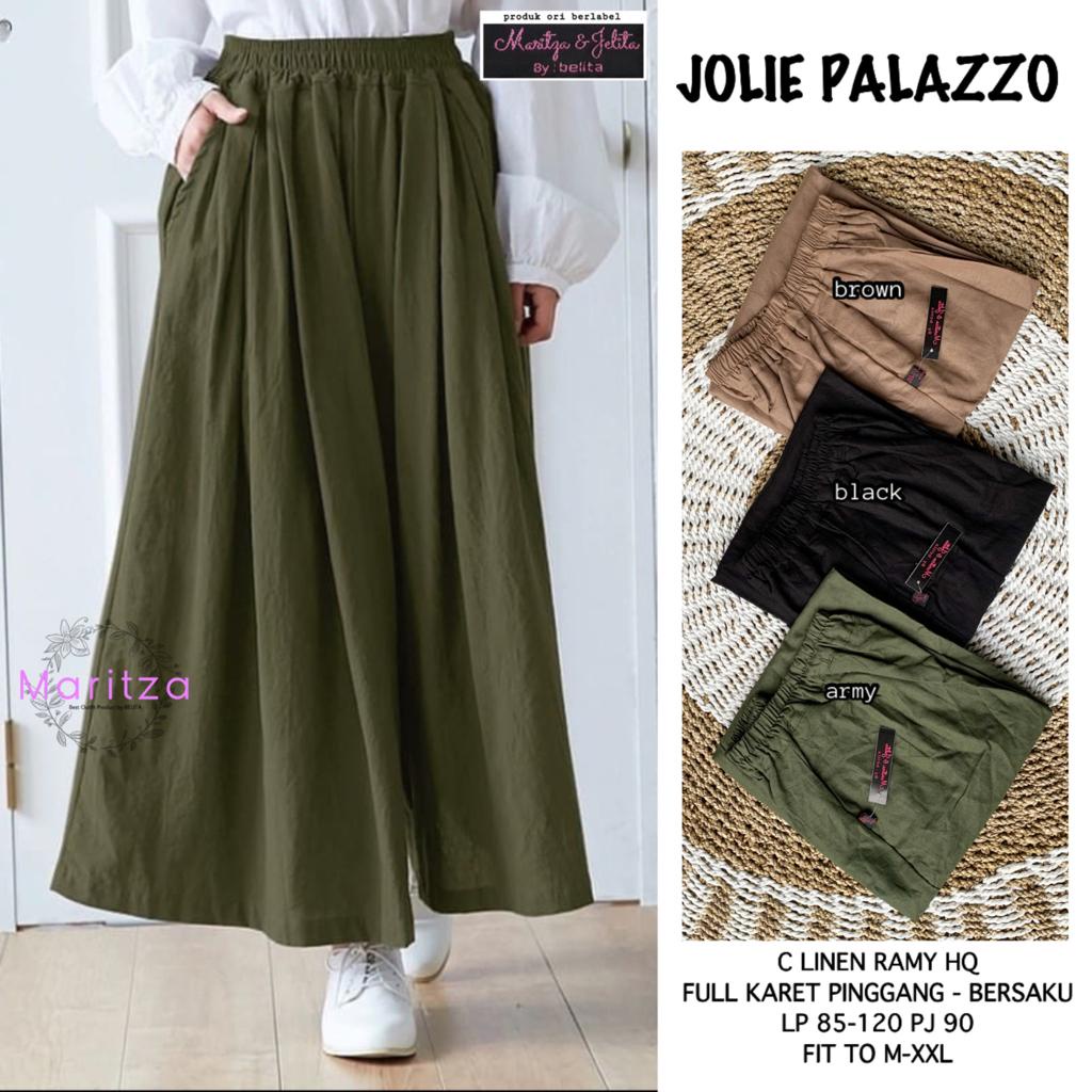 CELANA PALAZZO SUPER GEMES FULL KARET PINGGANG BERSAKU ~ BAHAN LINEN RAMY HQ ~ JOLIE PALAZZO ORIGINA