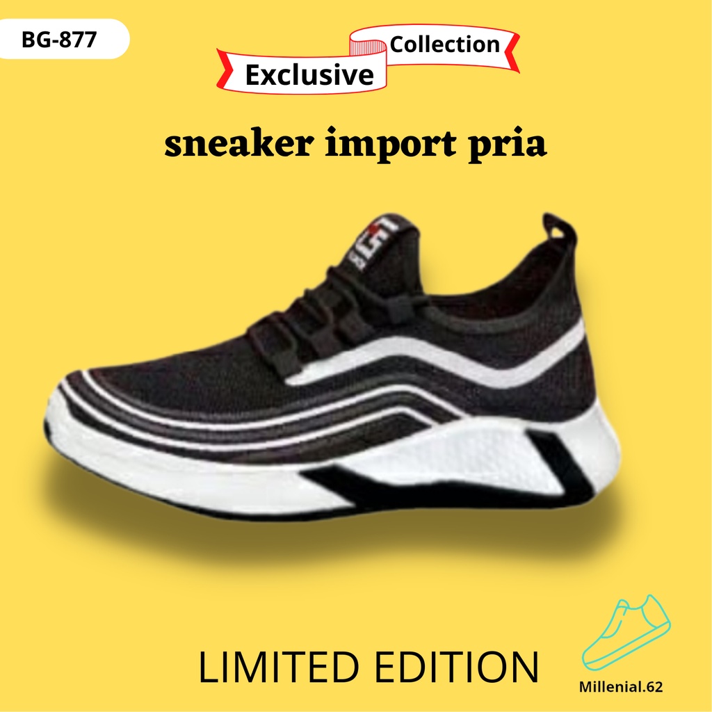 Sepatu Kasual Sneakers Pria Terbaru Putih Hitam Korean Style  Sepatu Jogger Termurah Realpick