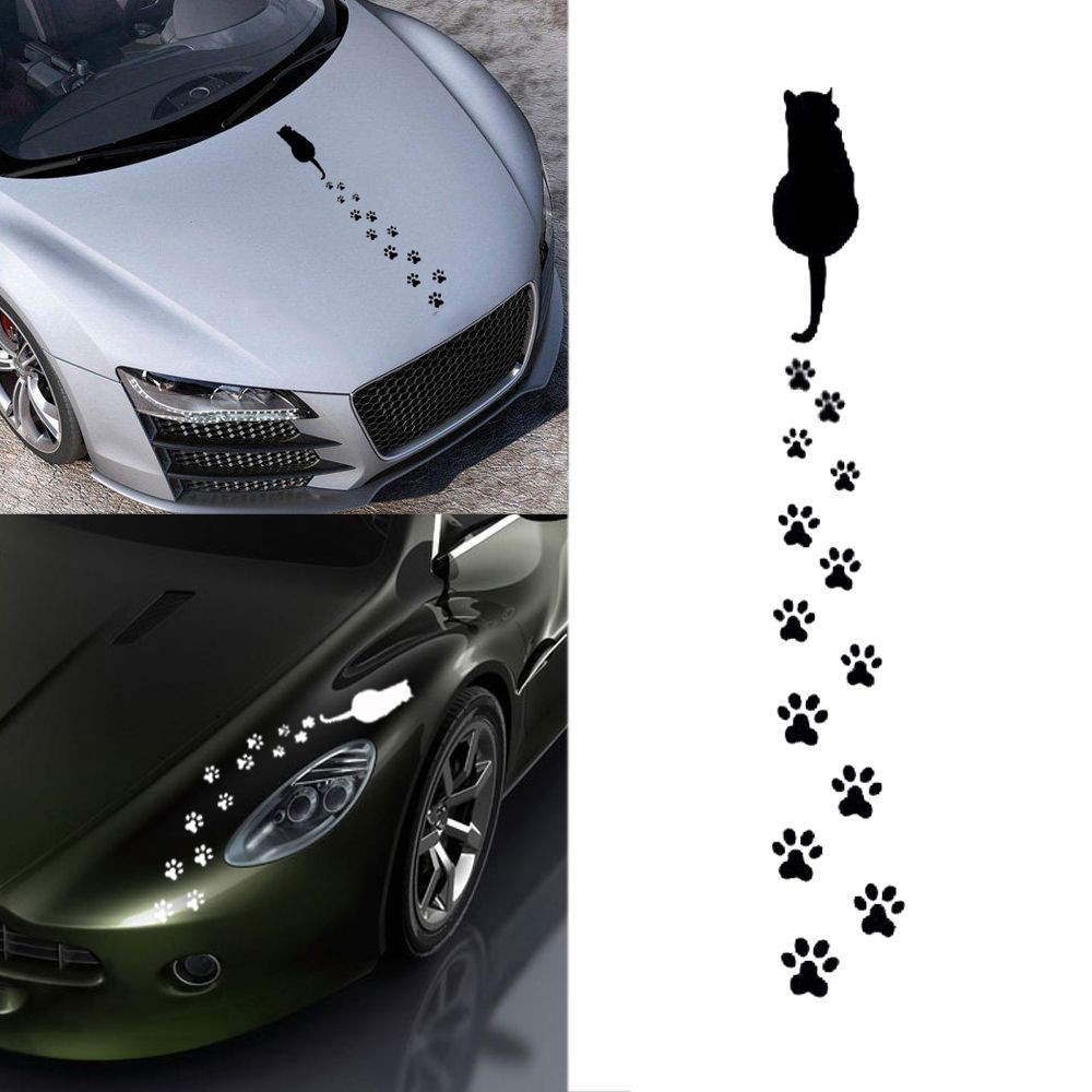  Stiker  Decal Mobil  Motif Jejak Kaki Kucing Kartun  Lucu 