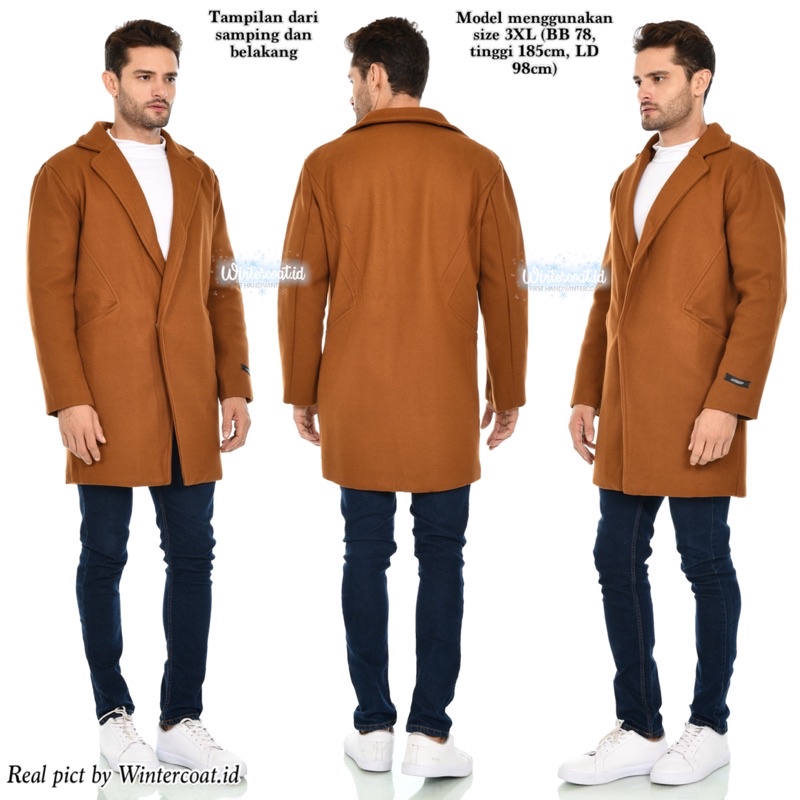 Men wool coat mantel pria import hangat jaket cowok korea panjang big size jumbo raffi wol jacket