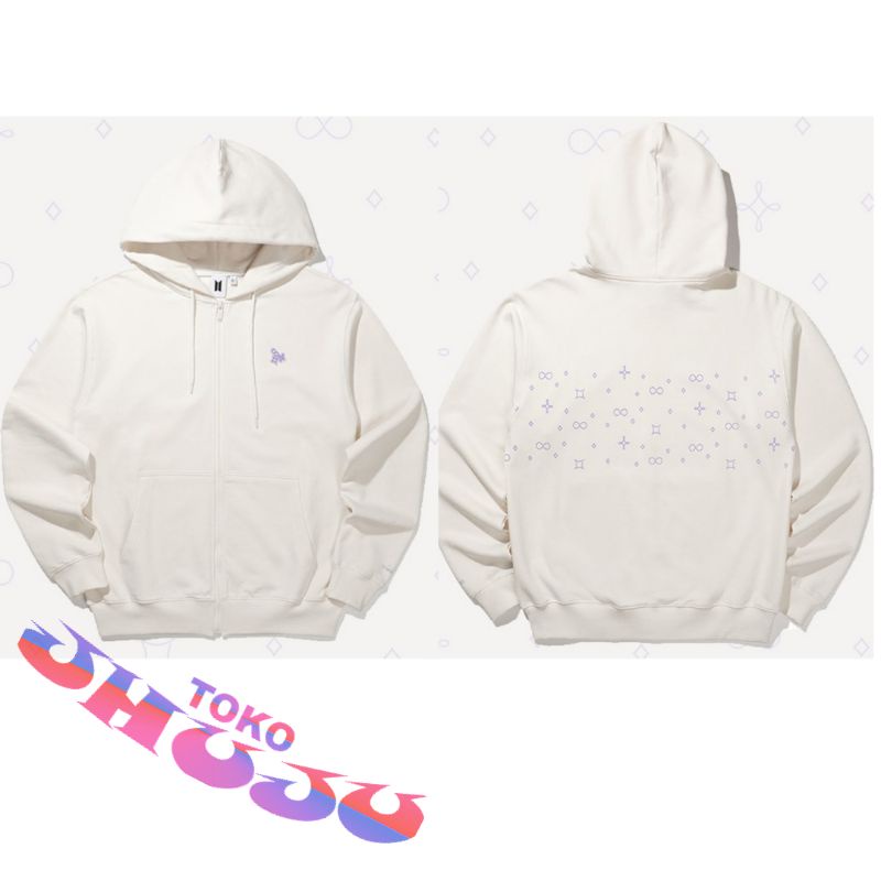 Sweater Hoodie Zipper BTS 2021 Muster Suwoozoo Jungkook Style sablon Ungu