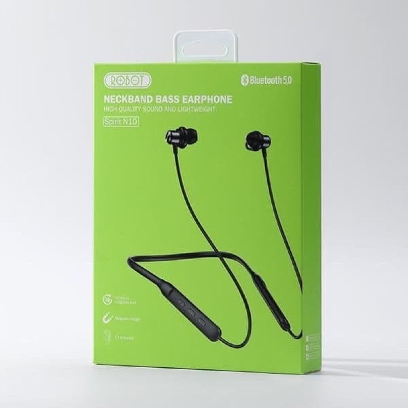 R0B0T Headset Bluetooth Spirit N10 N 10 / N20 N 20 Neck Mounted Waterproof Earphone Stereo Original Resmi