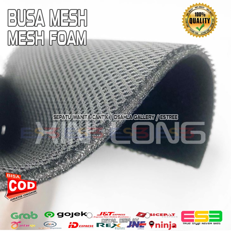 1 Meter Kain Busa Jaring Double Mesh / Sandwich Mesh Warna Hitam Per Meter