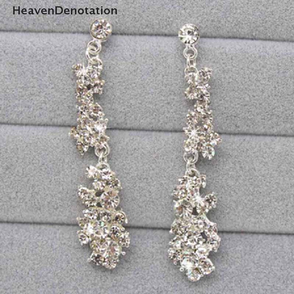 Set Perhiasan Kalung Anting Kristal Berlian Imitasi Untuk Wanita