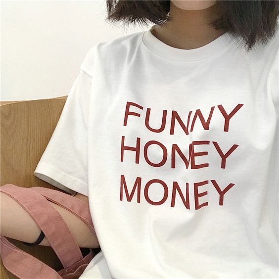 MYSTIQUE.ID-BAJU KAOS  FUNNY HONEY MONEY T-SHIRT LUCU DAN AESTHETIC