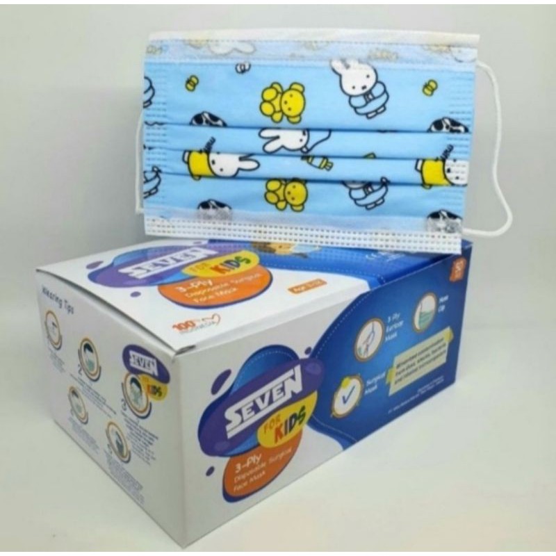 Masker anak Medis Seven kids 3ply Motif isi 50pcs