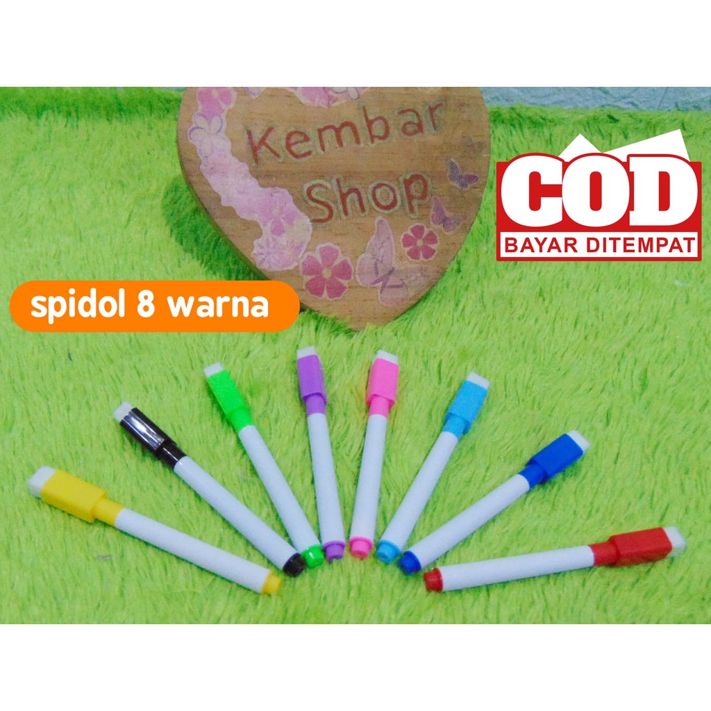 

8-SPD [KOMPLIT!] PAKET KOMPLIT SPIDOL BERPENGHAPUS 8 WARNA WARNI COCOK UNTUK MARKER DI WHITEBOARD PAPAN TULIS ANAK