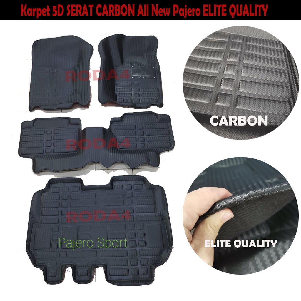 Karpet 5D Mobil All New Pajero 2016 2021 UP Motif CARBON ELITE QUALITY