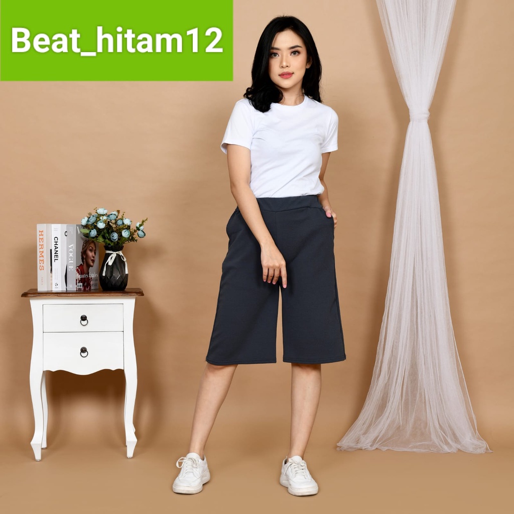 CELANA PENDEK POLOS 7/8 KULOT WANITA BASIC CREP