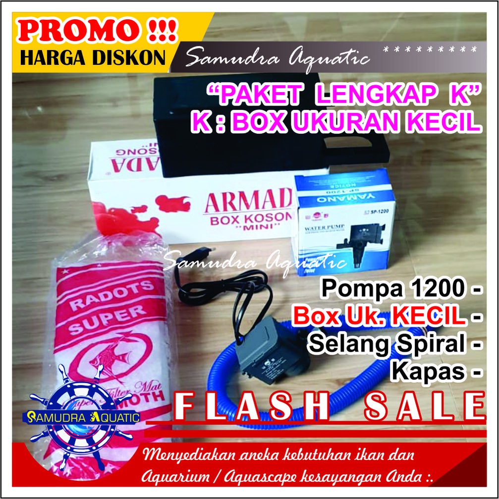 PAKET LENGKAP (K) KECIL 1200 Top Filter Aquarium KECIL &amp; Pompa Aquarium 1200 / HEMAT ENERGY (FREE Buble)