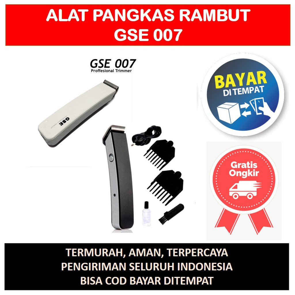 Alat Mesin Pangkas Potong Cukur Rambut Hair Clipper Trimmer GSE 007 SN 216 Recharger Baterai Ori Murah