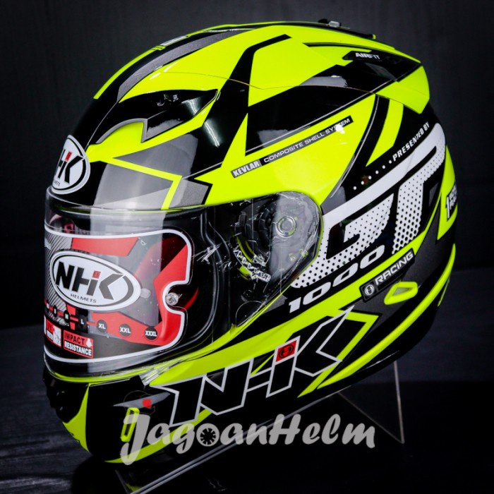 Nhk Helm Gp1000 Star Gp-1000 Yellow Fluo -Silver Gp 1000 Dual Visor Termurah