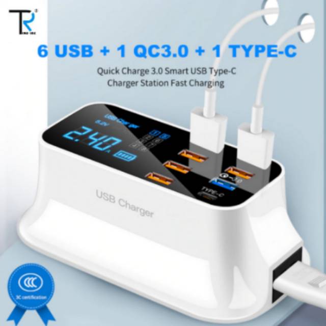 Charger USB 8 Slot Port Quick Fast Charging Android Iphone Tablet Ipad