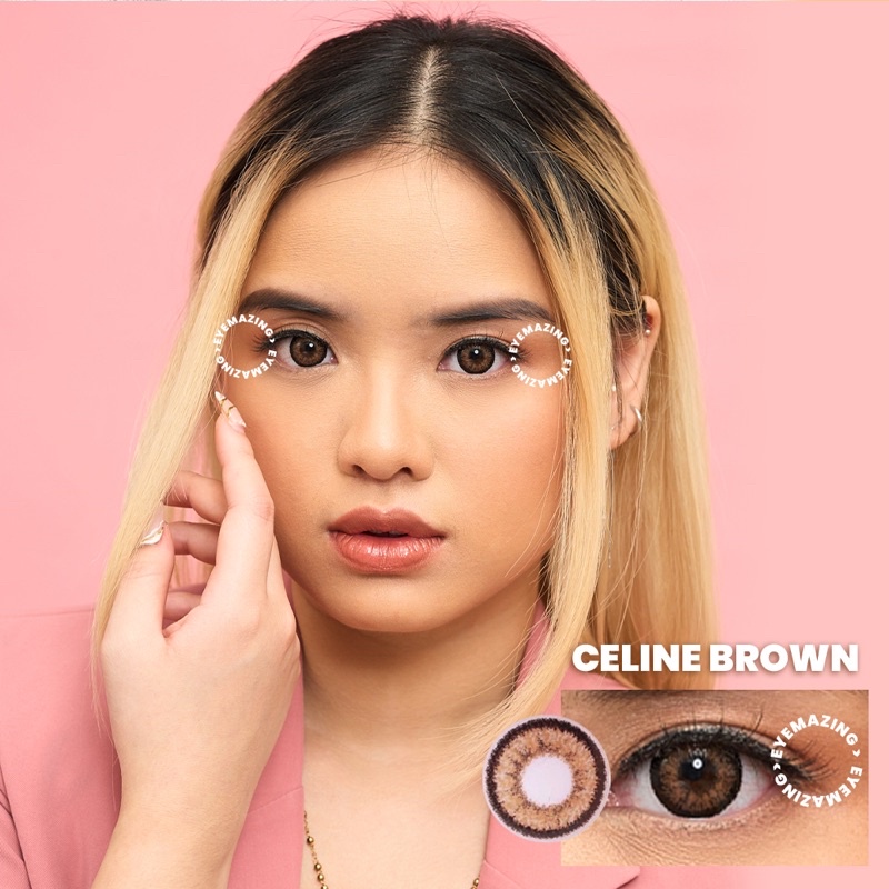 EYEMAZING Softlens - CELINE Brown / Gray / Coklat / Abu Normal Minus Beda Minus