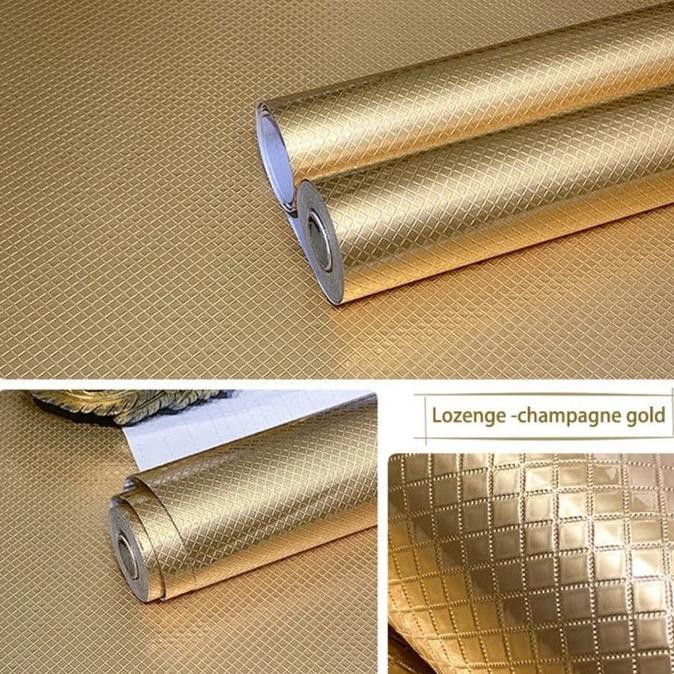 Cantik Wallpaper Sticker Dinding Dapur Dan Kamar Mandi Aluminium Foil Gold Hemat