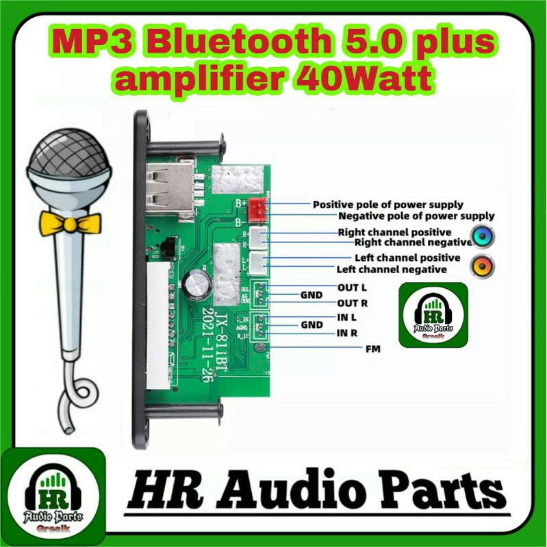 MP3 Bluetooth 5.0 Plus Microphone &amp; Amplifier 40W 2x 20W Mp3 Player Mic