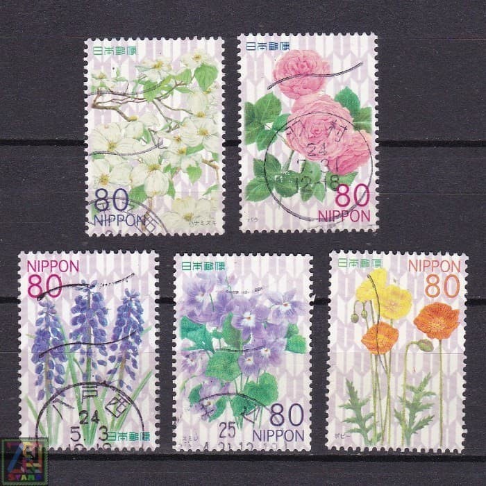 

0269 Perangko Jepang 2012 Seasonal Flowers 5v Used