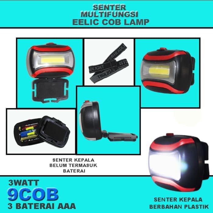 IKILOSHOP Head Lamp Senter Kepala Mini Cob Lampu Kemping Bersepeda Sorot Light