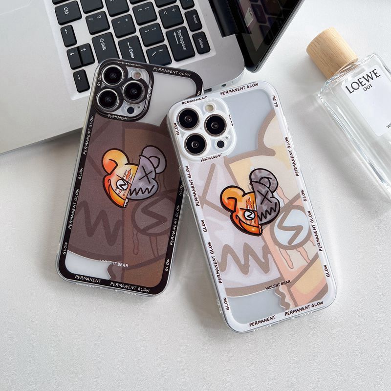 Splicing Violent Bear Soft Case iP iPhone 11 12 13 Pro Max 6 6S 7 8 + Plus X XR SE 2020 XS Max Casing