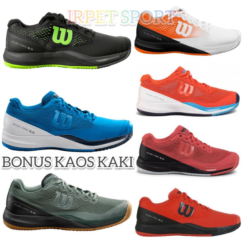 Sepatu Wilson Rush Pro 3.0 Sepatu Tenis Pria Wanita Sepatu Tennis Lapangan