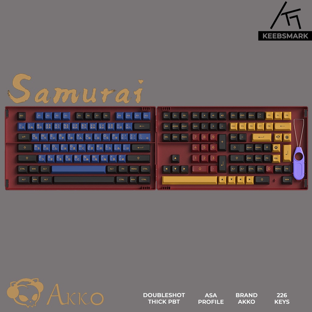 Keycaps Akko Samurai Blue and Red 226 Keys ASA Profile Keyboard