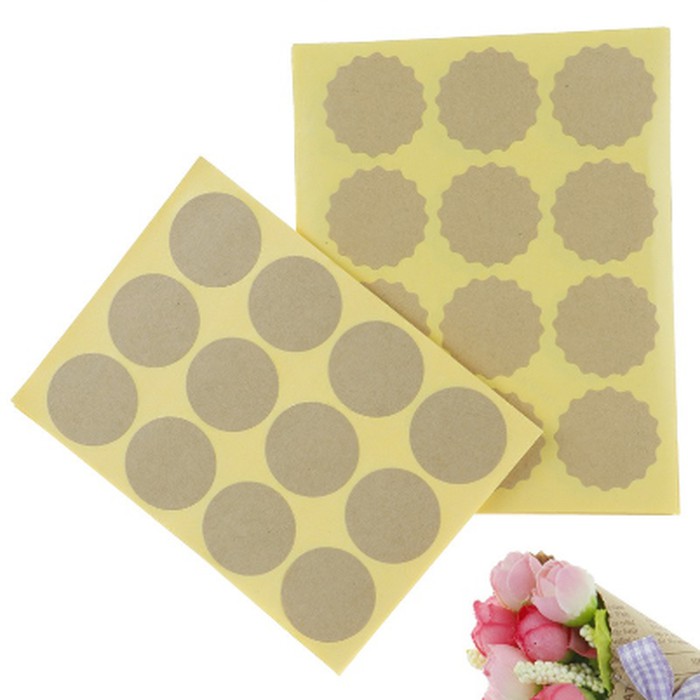 Paper Tags Sticker Label - Blank Round Kraft Paper (1sheet/12pcs)