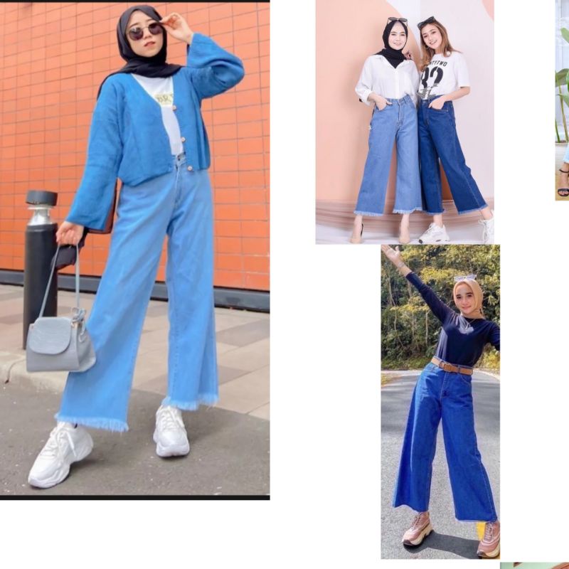 HIGHWAIST KULOT JEANS RAWIS BAWAH WANITA UK 27-30