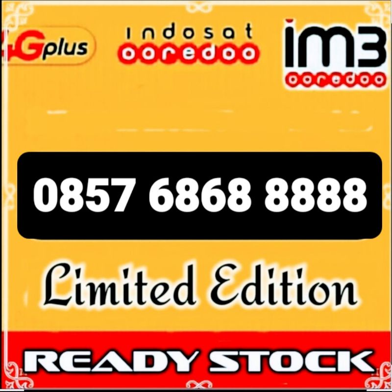NOMOR IM3 CANTIK KWARTED 8888, PANCA 88888,0857 6868 8888