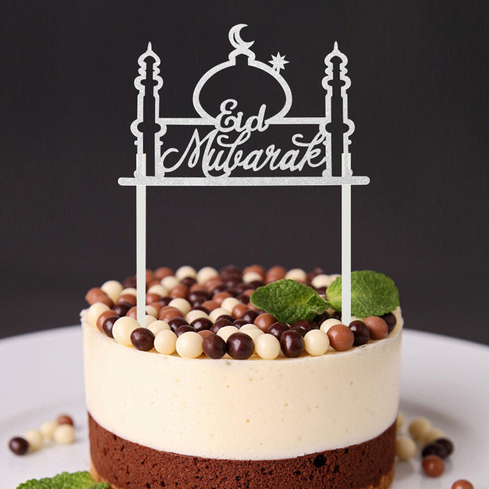 1 / 10pcs Topper Kue Desain Eid Mubarak Untuk Dekorasi Pesta Ulang Tahun