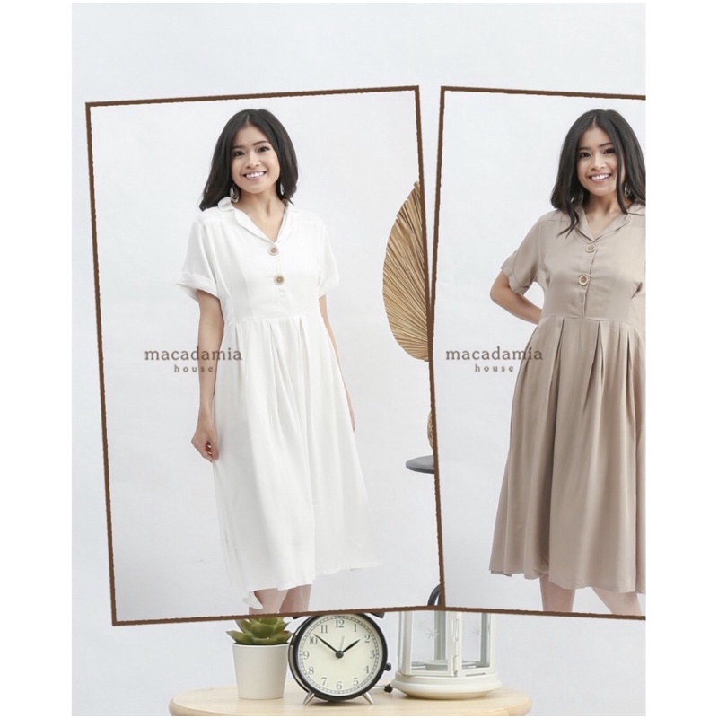 macadamia house videl rayon dress / dress busui / BROKEN WHITE / dress PUTIH
