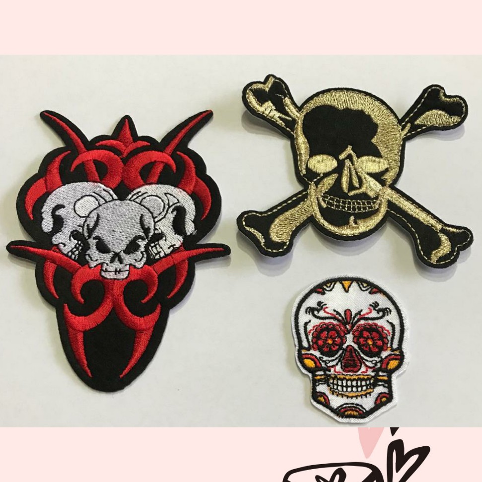 PATCH BORDIR TENGKORAK | EMBLEM BORDIR BENTUK