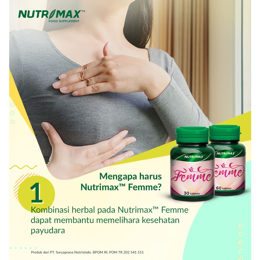 Nutrimax Femme Phytoestrogen Kesehatan Payudara Wanita Keseimbangan Hormon Alami Menormalkan Siklus Menstruasi-1