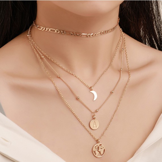 [MHANG]Kalung Wanita Women Multi-Layer Boho Romantis Aksesoris Vintage Fashion Sederhana Dan Liar