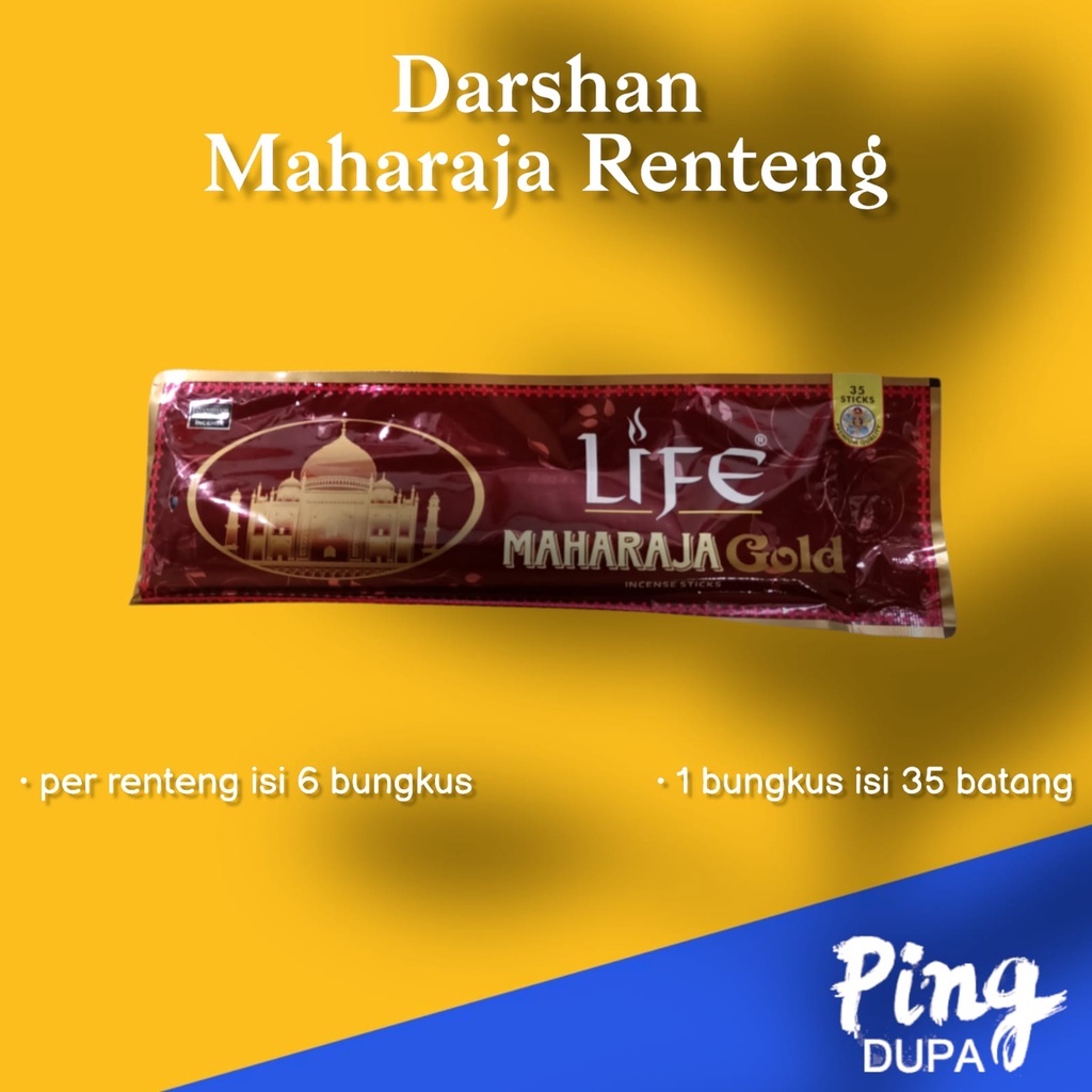 PER RENTENG Dupa Hio Maharaja Gold  By Dharsan India isi 6 Pack Renceng Ponch Pounch Diproduksi Oleh Life 1 Pak isi 35 Batang