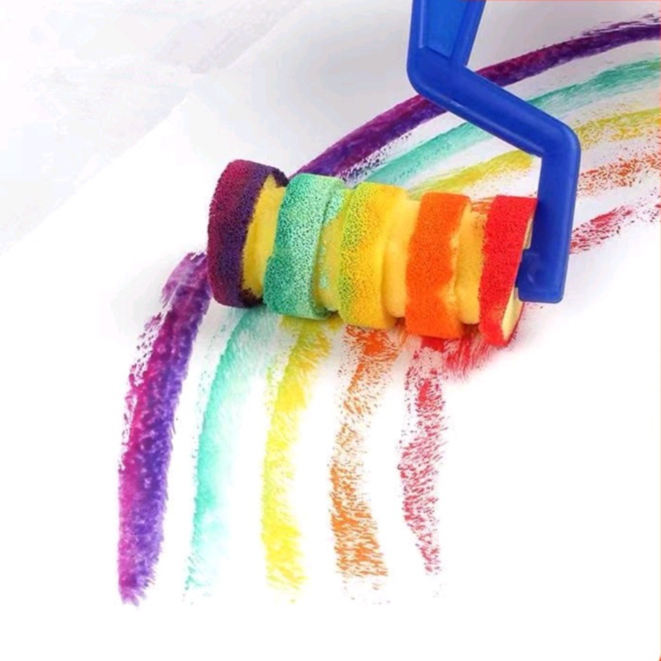 Kid paint Sponge Roller untuk lukis gagang plastik panjang