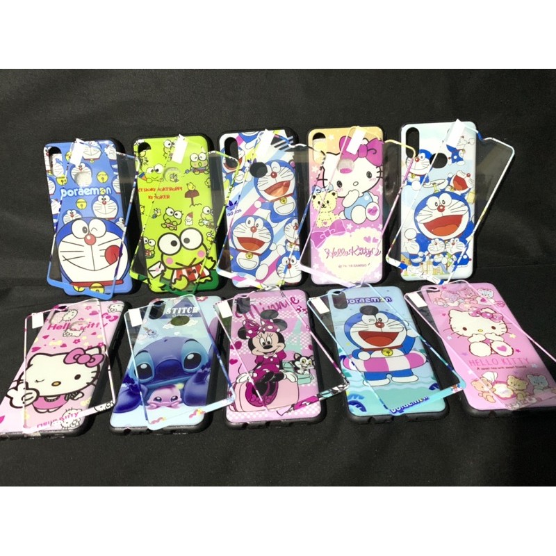 case gambar plus tempered glass for Realme C2, realme5,realme6,realme6pro