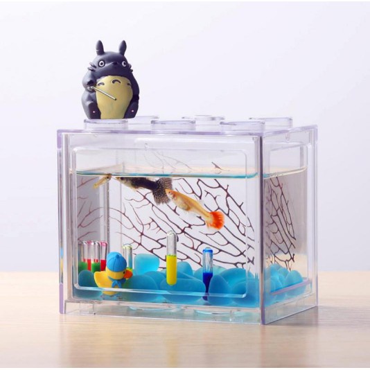 Akuarium Mini Soliter Solitare Ikan Cupang Akrilik Aquarium Mini Acrylic 12x8x10.5 cm - Black