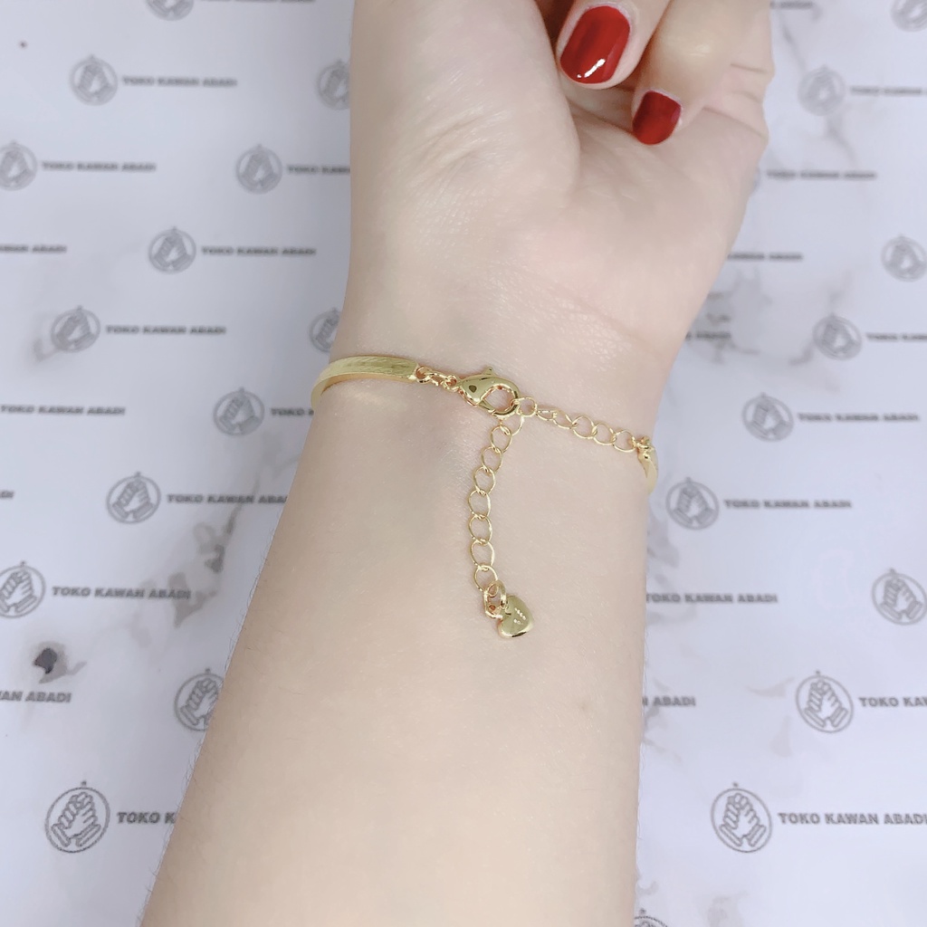 Gelang Tangan Xuping Gold Perhiasan Fashion Wanita Dewasa Rantai Permata Plat Bunga *15