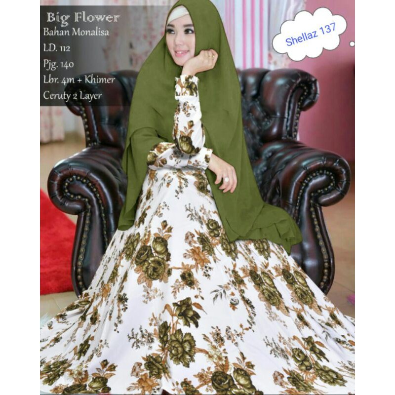 Realpict - Gamis Syar'i Monalisa SET HIJAB / Khimar CERUTY ~ COD ~ Best  Quality