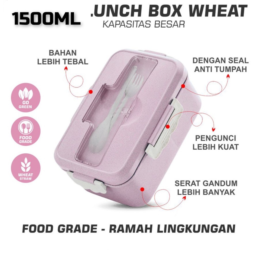 Kotak makan microwave Kotak Bekal Makan Siang Sendok Dan Sumpit 1000ML