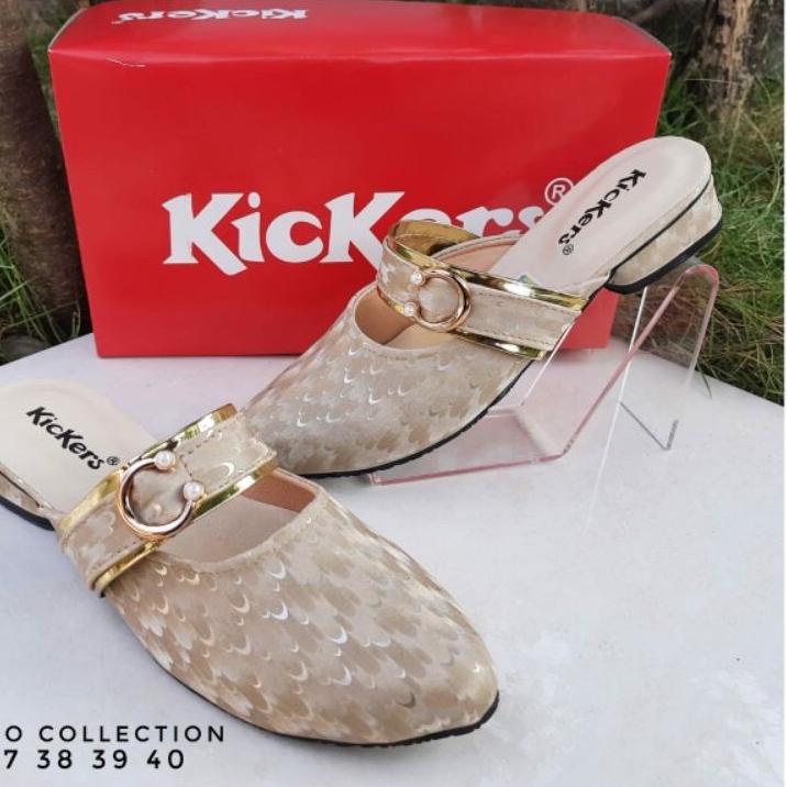 Penjualan Terbanyak.. Sandal Selop Wanita Pesta Flat Teplek Mewah Branded Kickers Sendal Slop Peremp
