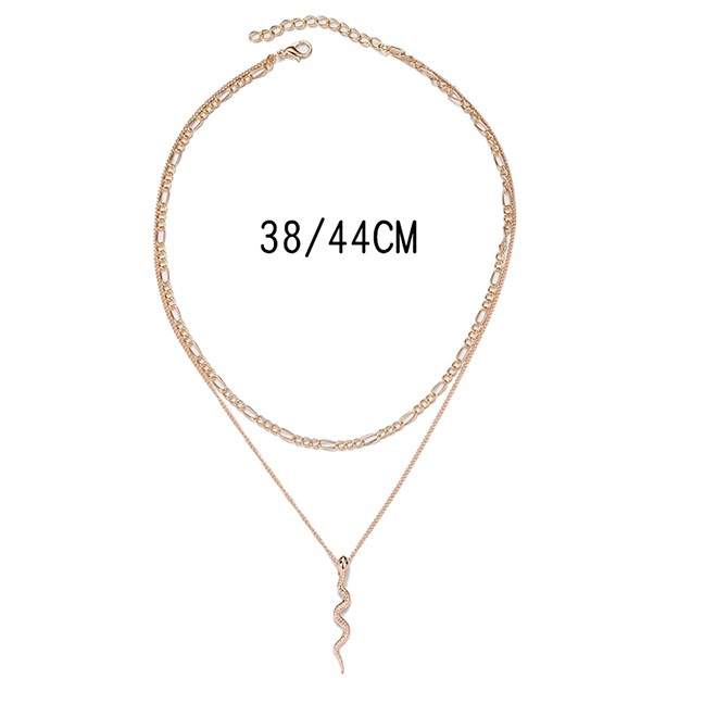 LRC Kalung Fashion Gold Color Alloy Double Layer Snake P82898