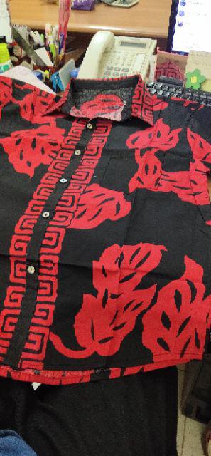 Kemeja 113 Es# Kemeja Batik Pria Dewasa Motif Bunga Bahan Katun Stretchy Slim Fit